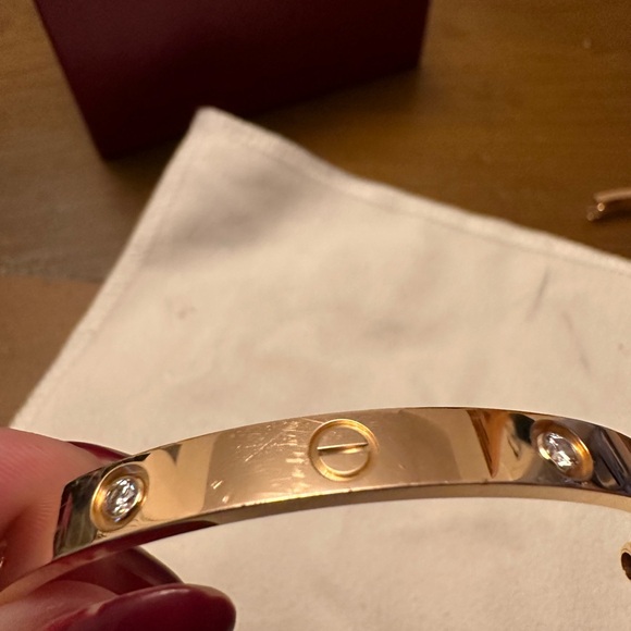 ✅ Cartier ⭐️  LOVE BRACELET, 4 DIAMONDS - Rose Gold - Size 18 - Picture 14 of 15